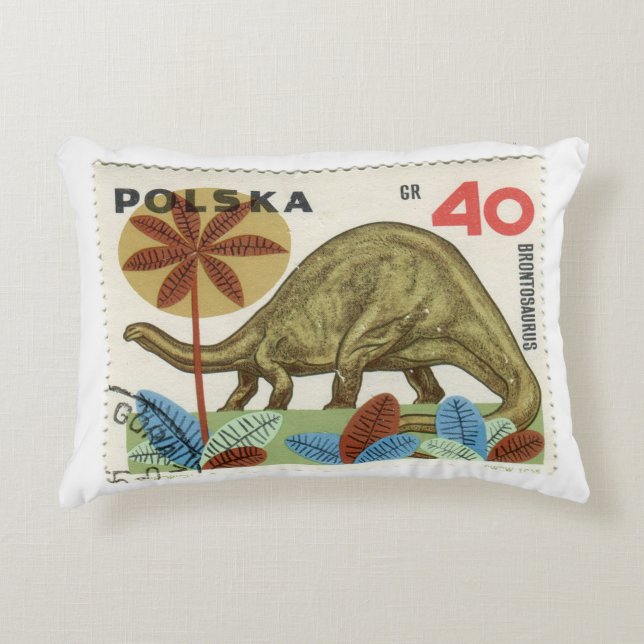 Dinosaur Frimärke accent Pillow Prydnadskudde (Framsidan)