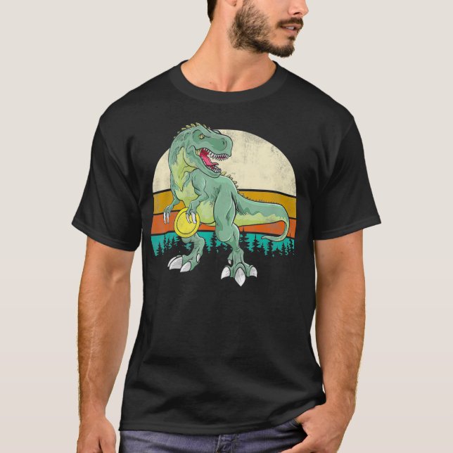 Dinosaur Frolf Player Gift T Rex Golfer Dino Shirt (Framsida)