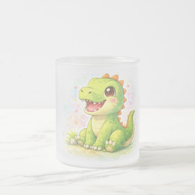 Dinosaur Frosted Glass Mug Frostad Glasmugg (Center)
