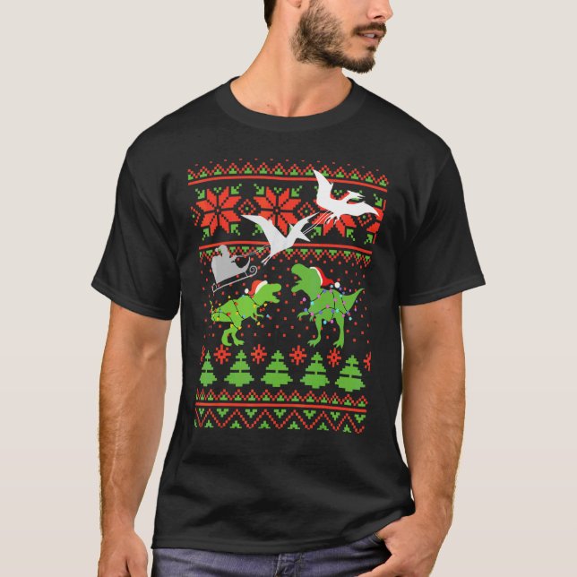 Dinosaur ful jultröja för barn t shirt (Framsida)