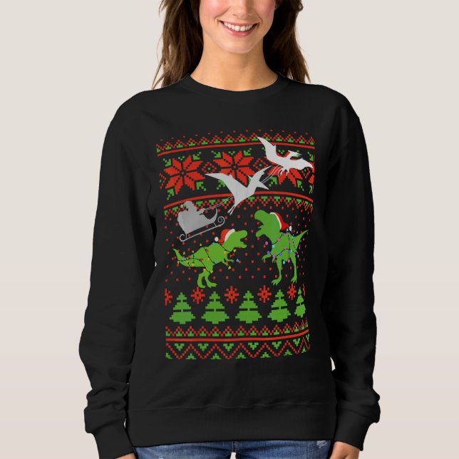 Dinosaur ful jultröja för barn t shirt (Framsida)
