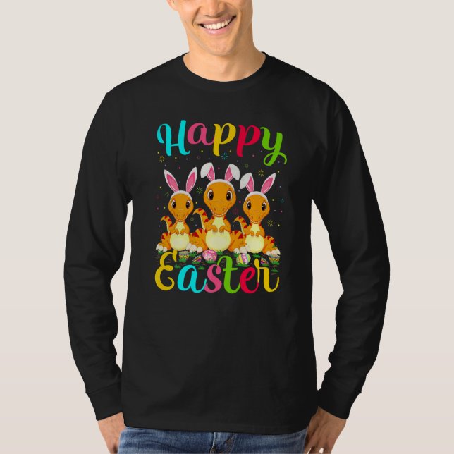 Dinosaur Funny Påskägg Bunny Dinosaur Lycklig Ea T Shirt (Framsida)