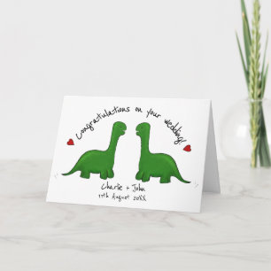 Dinosaur gay bröllop grattisar kort