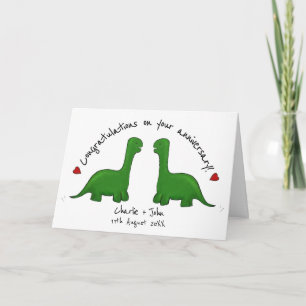 Dinosaur gay bröllop-grattisar kort