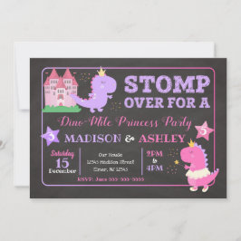 Dinosaur gemensam födelsedagsinbjudan för tjejer inbjudningar