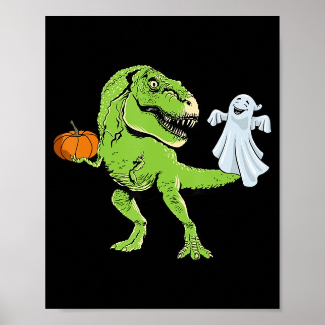 Dinosaur Ghost Lazy Halloween Costume Roligt TRex  Poster (Framsidan)