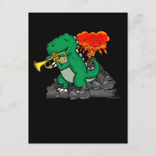 Dinosaur Gift Kids Trumpet Music Big Band Trumpet Vykort