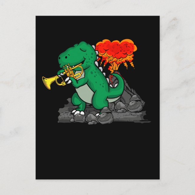 Dinosaur Gift Kids Trumpet Music Big Band Trumpet Vykort (Framsida)