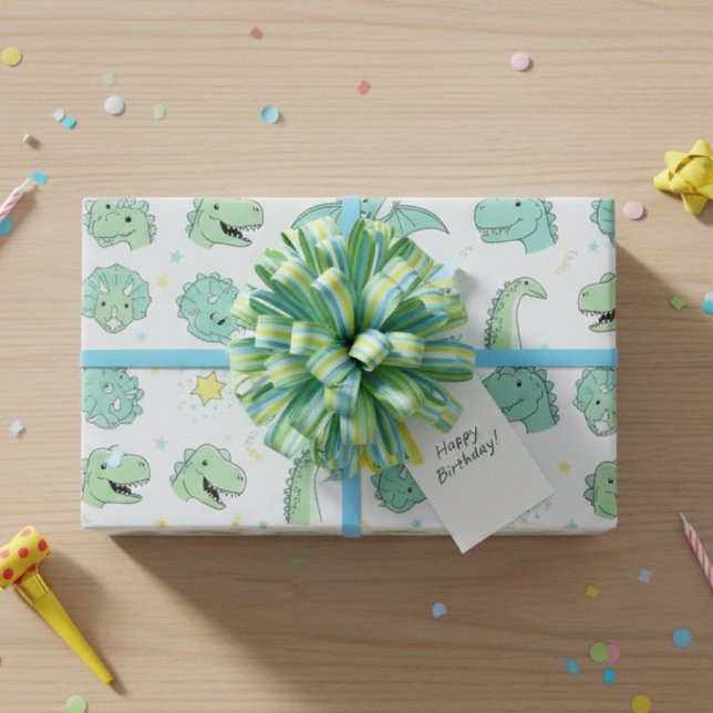 Dinosaur Gift Wrap Dino-Party Pastel Presentpapper (Skapare uppladdad)