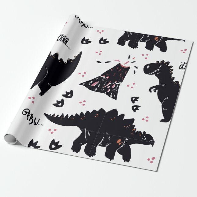 Dinosaur Gift Wrapping Papper Presentpapper (Utrullad)