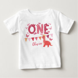 Dinosaur Girl 1st Birthday Party T Shirt