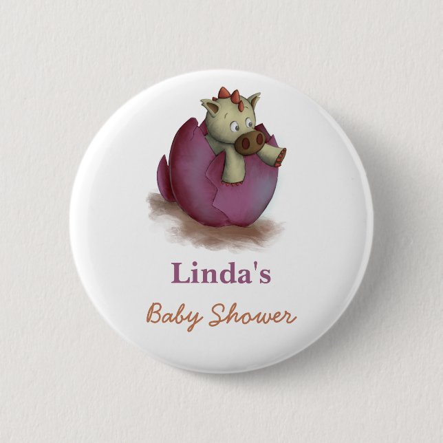 Dinosaur Girl Baby Shower Knapp (Framsida)