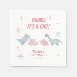 Dinosaur Girl Baby Shower RAWR Pappersservett