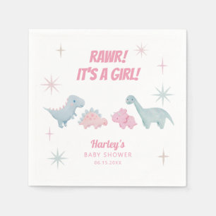 Dinosaur Girl Baby Shower RAWR Pappersservett