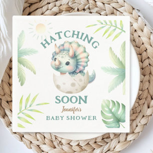 Dinosaur Girl Baby Shower Triceratops Rosa Dino Pappersservett