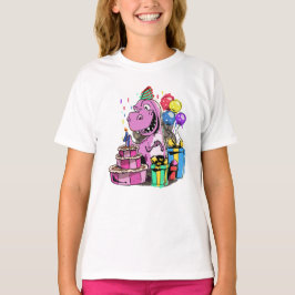 Dinosaur Girl Födelsedagsfest 4 T Shirt