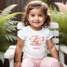 Dinosaur Girl Rosa Pastel Namn Blommigt Birthday T Shirt