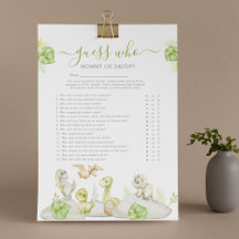 Dinosaur "Gissa vem" - Baby Shower -spel