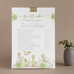 Dinosaur "Gissa vem" - Baby Shower -spel Reklamblad
