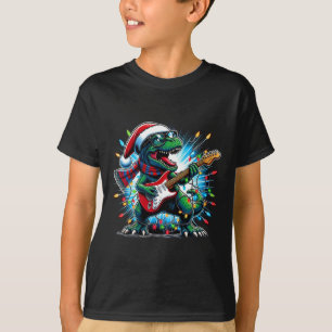 Dinosaur Gitarrspelare Xmas Rolig Trex Dinosaurie T Shirt