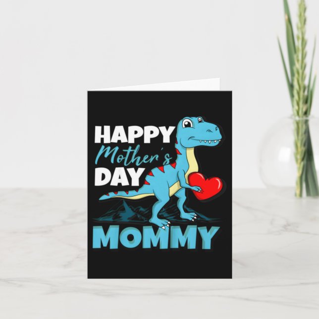 Dinosaur Glad mors dag Mamma T-Rex Hjärta Kort (Framsida)