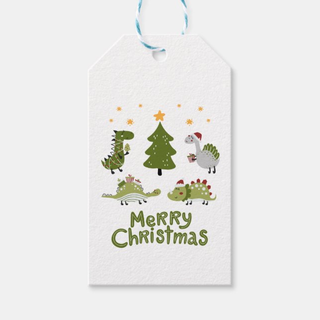 Dinosaur "God jul Design Gift Märkre Presentetikett (Framsidan)