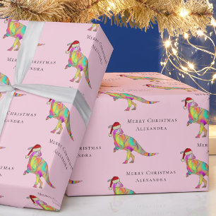 Dinosaur God Jul Personligt Flicknamn Presentpapper