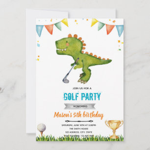 Dinosaur golf-födelsedagsinbjudan inbjudningar