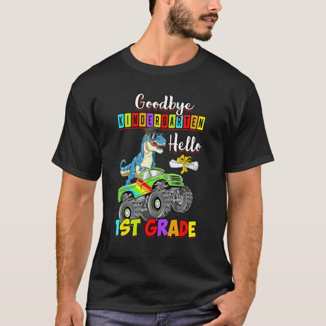 Dinosaur Goodbye Kindergarten Back To School Hello T Shirt (Framsida)