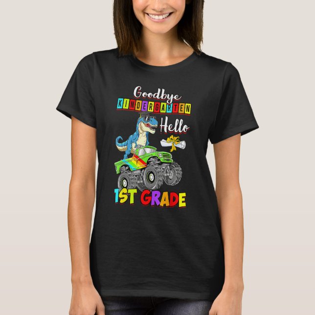 Dinosaur Goodbye Kindergarten Back To School Hello T Shirt (Framsida)