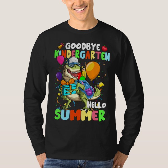 Dinosaur Goodbye Kindergarten Hello Summer Graduat T Shirt (Framsida)