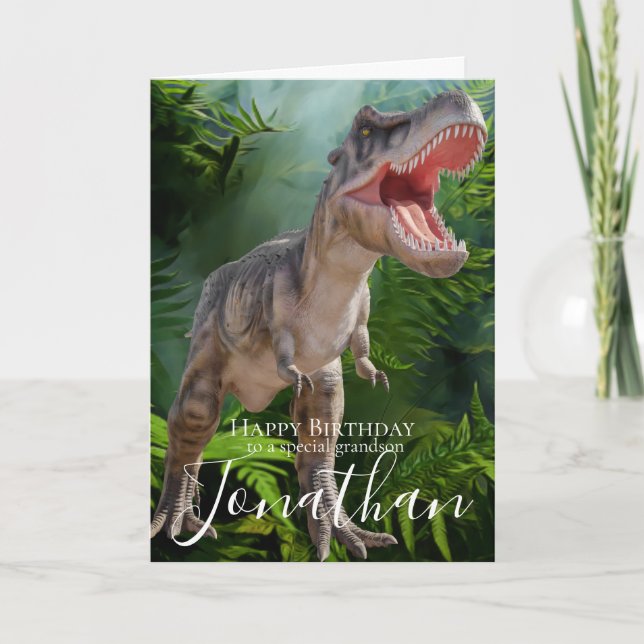 Dinosaur Grandson Birthday-kort Kort (Framsida)