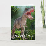 Dinosaur Grandson Birthday-kort Kort<br><div class="desc">Dinosaur Grandson Birthday Card,  sött dinosaur trex grand son personlig baby kort för en liten flicka. Klicka på knappen "Anpassa den!" om du vill ändra texten storlekt,  färg,  font stil med mera!</div>
