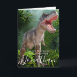 Dinosaur Grandson Birthday-kort Kort<br><div class="desc">Dinosaur Grandson Birthday Card,  sött dinosaur trex grand son personlig baby kort för en liten flicka. Klicka på knappen "Anpassa den!" om du vill ändra texten storlekt,  färg,  font stil med mera!</div>