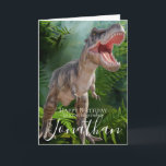 Dinosaur Grandson Birthday-kort Kort<br><div class="desc">Dinosaur Grandson Birthday Card,  sött dinosaur trex grand son personlig baby kort för en liten flicka. Klicka på knappen "Anpassa den!" om du vill ändra texten storlekt,  färg,  font stil med mera!</div>