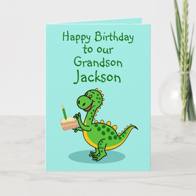 Dinosaur Grandson Foleting Card Kort (Framsida)