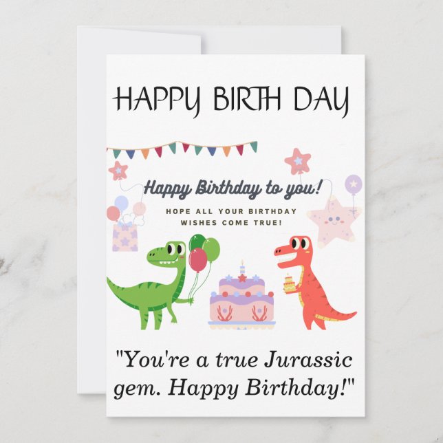 Dinosaur Grattis på födelsedagen Card Julkort (Framsida)