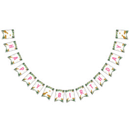 Dinosaur Grattis på födelsedagen Girl Rosa och Gul Vimplar