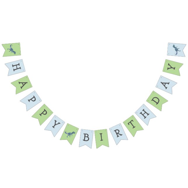 Dinosaur Grattis på födelsedagen Trex Bunting Flag Vimplar (Alla)
