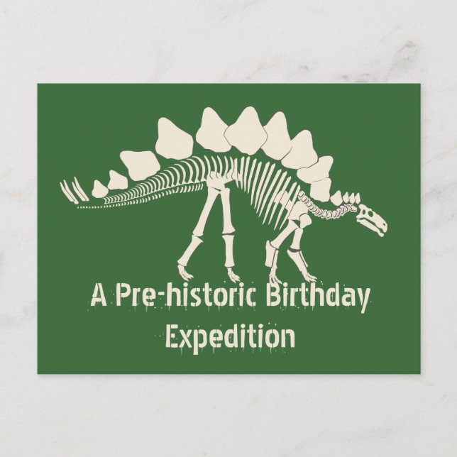 Dinosaur Gräver Birthday Äventyr Inbjudan Vykort (Framsida)