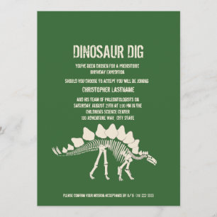 Dinosaur Gräver födelsedag Inbjudningar
