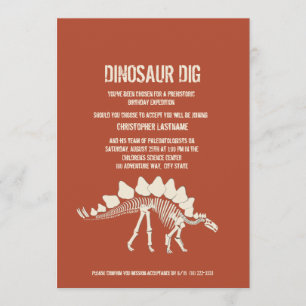 Dinosaur Gräver födelsedag Inbjudningar