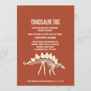 Dinosaur Gräver födelsedag Inbjudningar