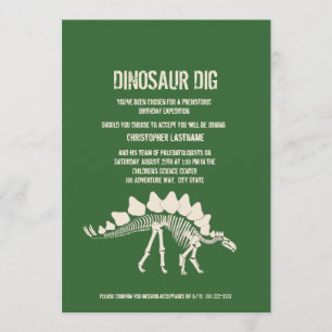 Dinosaur Gräver födelsedag Inbjudningar