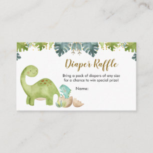 Dinosaur Greenery Baby Shower Diaper Raffle Card Tilläggskort