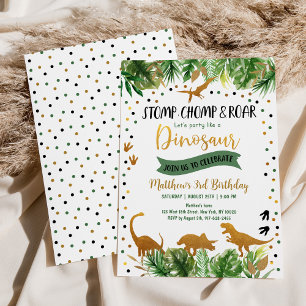 Dinosaur Greenery Birthday Inbjudningar