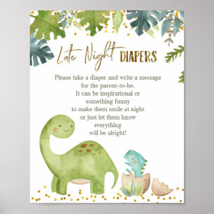 Dinosaur Greenery late night Diaper-match poster