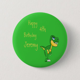 Dinosaur Grönt Cute Boys Age Birthday Knapp