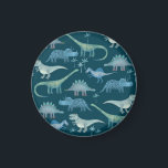 Dinosaur-Grönt Magnet<br><div class="desc">Många små dinosaurier på djup grönt. Perfekt för paleontologer. Originalkonst av Nic Squirrell.</div>