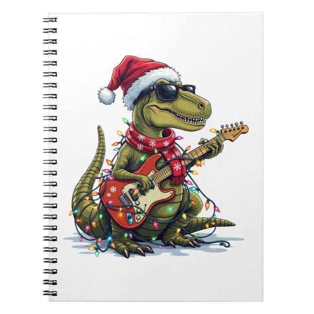 Dinosaur Guitar Player Julafton Anteckningsbok (Framsidan)